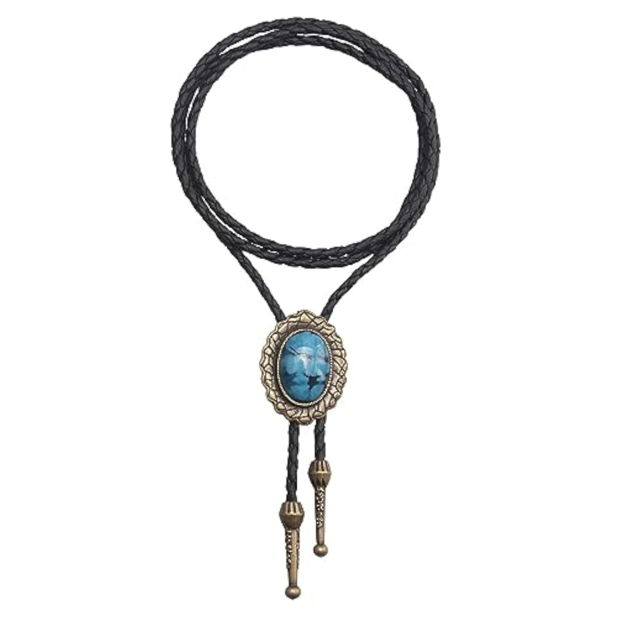 Men's Handmade Bolo Tie Cowboy Necklace, Bronze Color